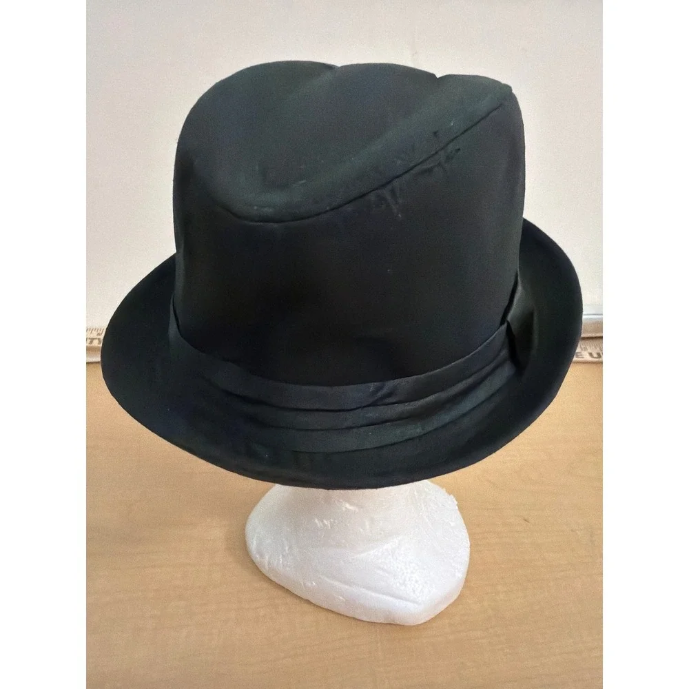 Classic Black Fedora Hat Pleated Band Structured Dress Hat Style S138
